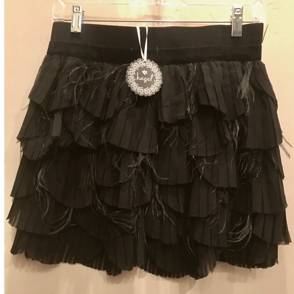 Hazel Black Tiered Feather Mini Skirt